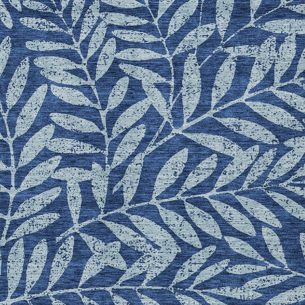 Tabselect Home Line 8' X 10' Navy Blue And Light Blue Floral Washable Indoor Outdoor Area Rug