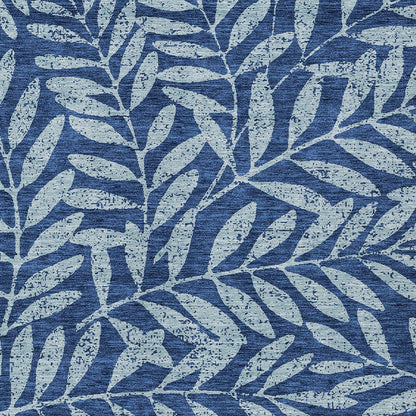 Tabselect Home Line 8' X 10' Navy Blue And Light Blue Floral Washable Indoor Outdoor Area Rug