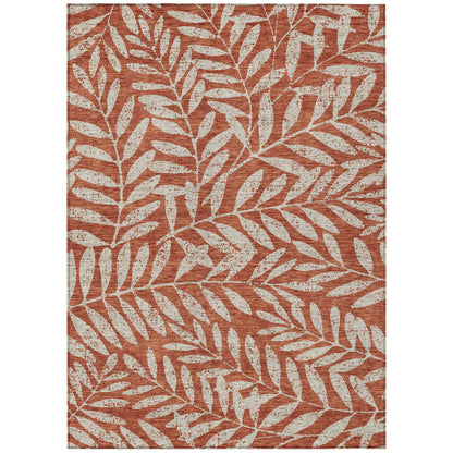 Tabselect Home Line 5' X 8' Orange And Ivory Floral Washable Indoor Outdoor Area Rug