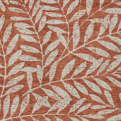 Tabselect Home Line 5' X 8' Orange And Ivory Floral Washable Indoor Outdoor Area Rug