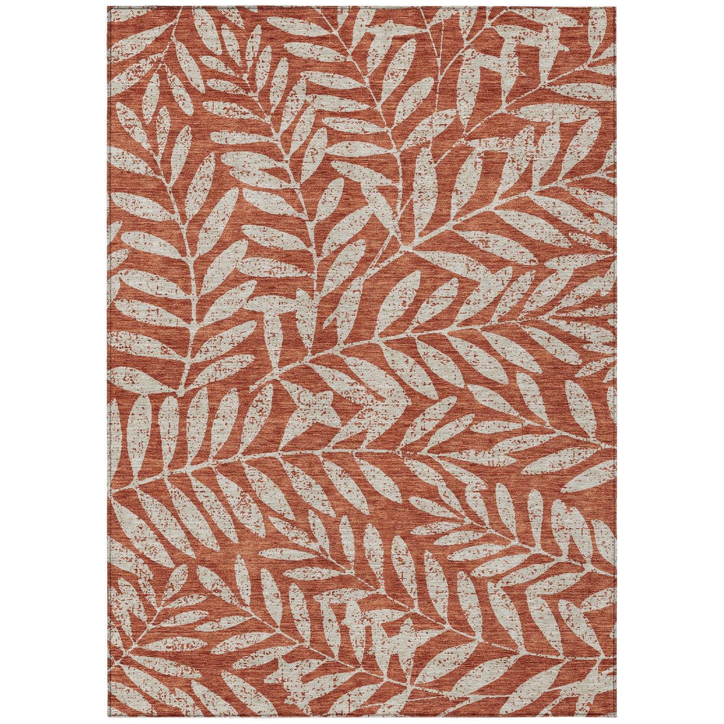 Tabselect Home Line 8' X 10' Orange And Ivory Floral Washable Indoor Outdoor Area Rug