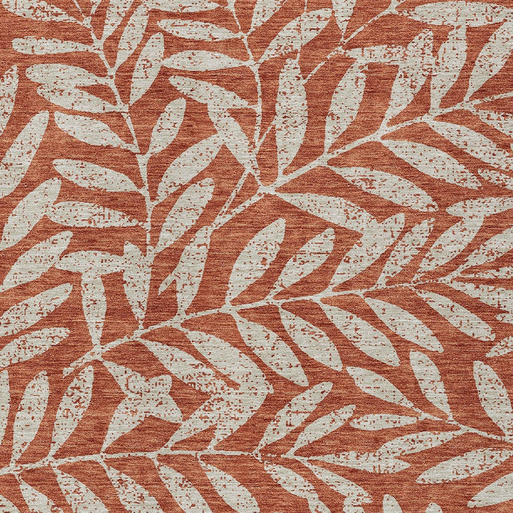 Tabselect Home Line 8' X 10' Orange And Ivory Floral Washable Indoor Outdoor Area Rug