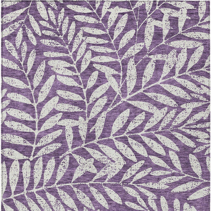Tabselect Home Line 5' X 8' Purple And Ivory Floral Washable Indoor Outdoor Area Rug