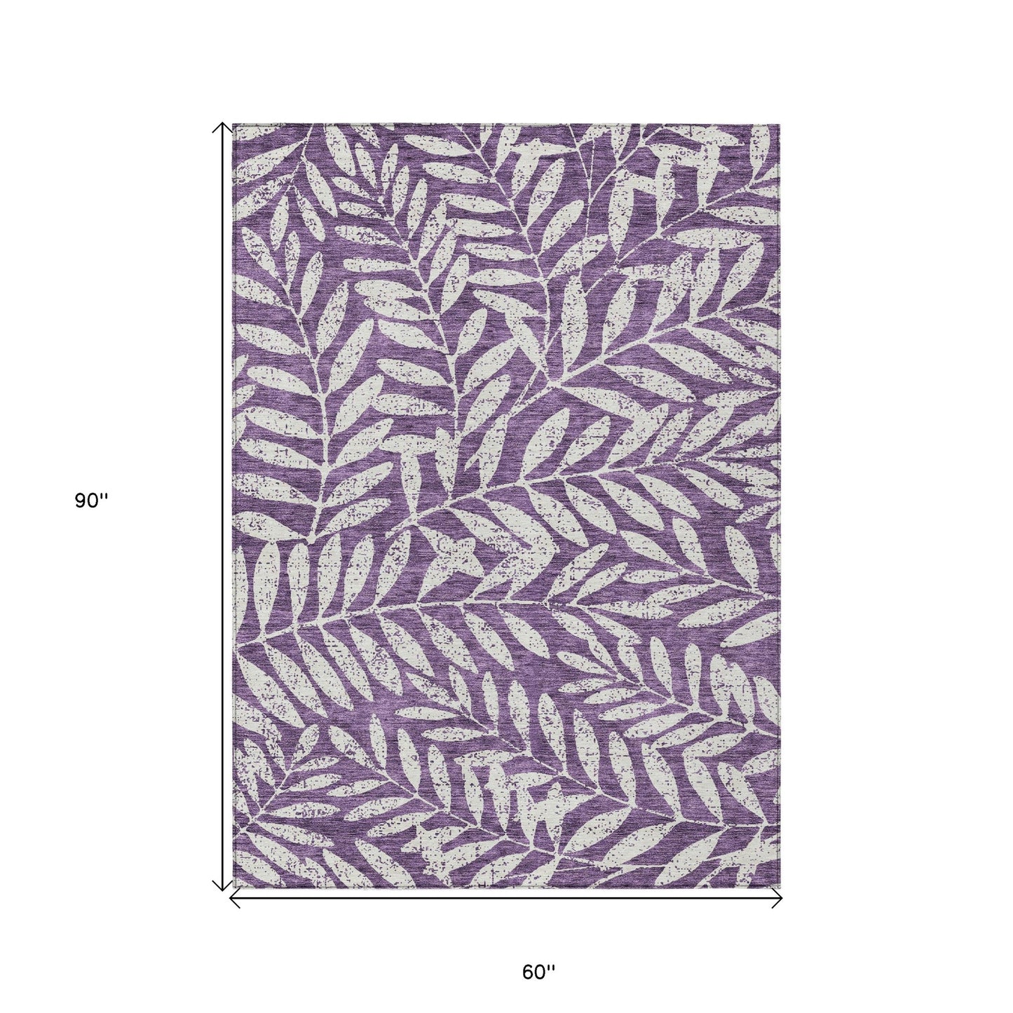 Tabselect Home Line 5' X 8' Purple And Ivory Floral Washable Indoor Outdoor Area Rug