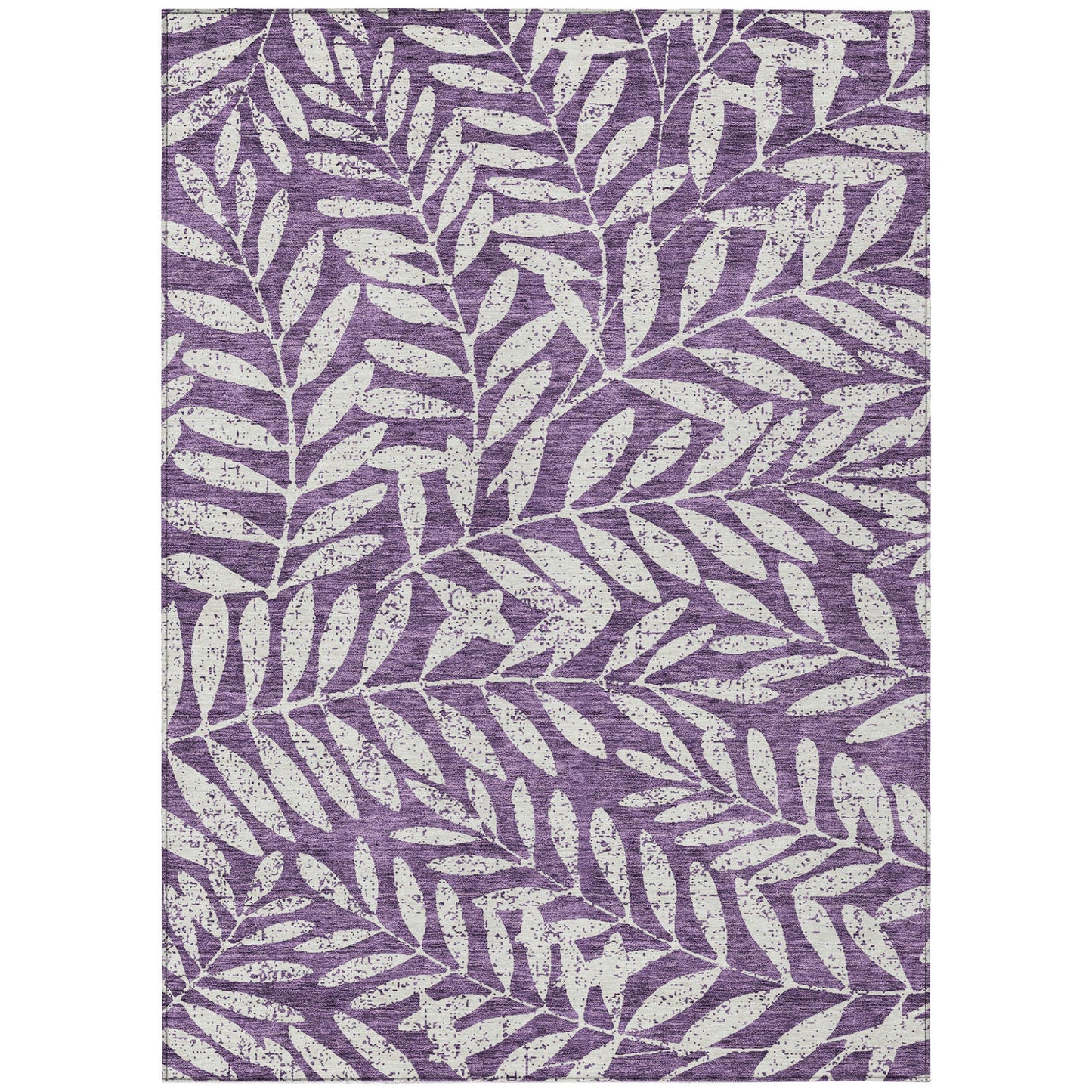 Tabselect Home Line 5' X 8' Purple And Ivory Floral Washable Indoor Outdoor Area Rug