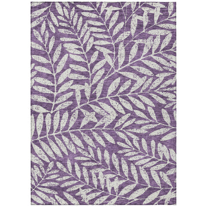 Tabselect Home Line 5' X 8' Purple And Ivory Floral Washable Indoor Outdoor Area Rug