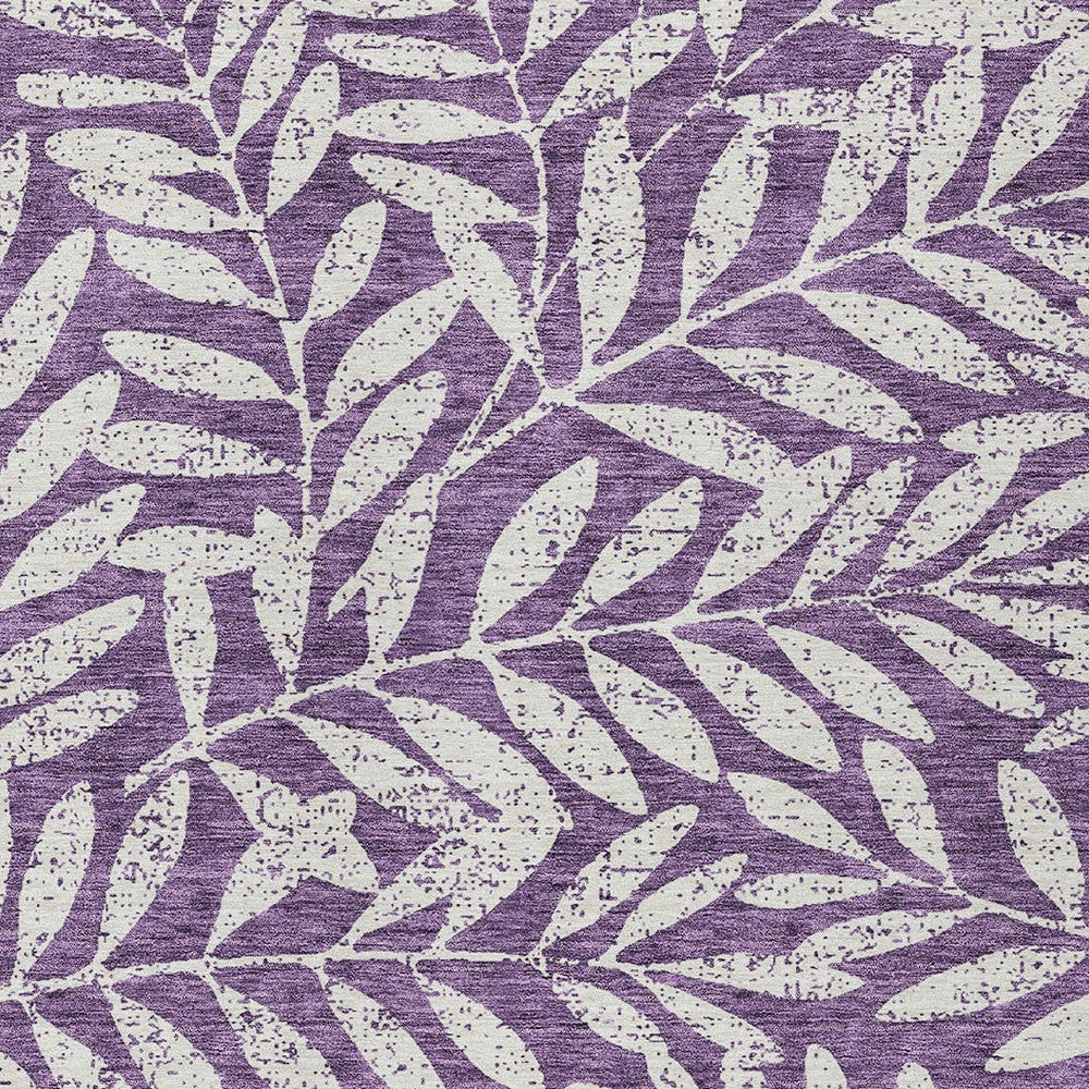 Tabselect Home Line 5' X 8' Purple And Ivory Floral Washable Indoor Outdoor Area Rug