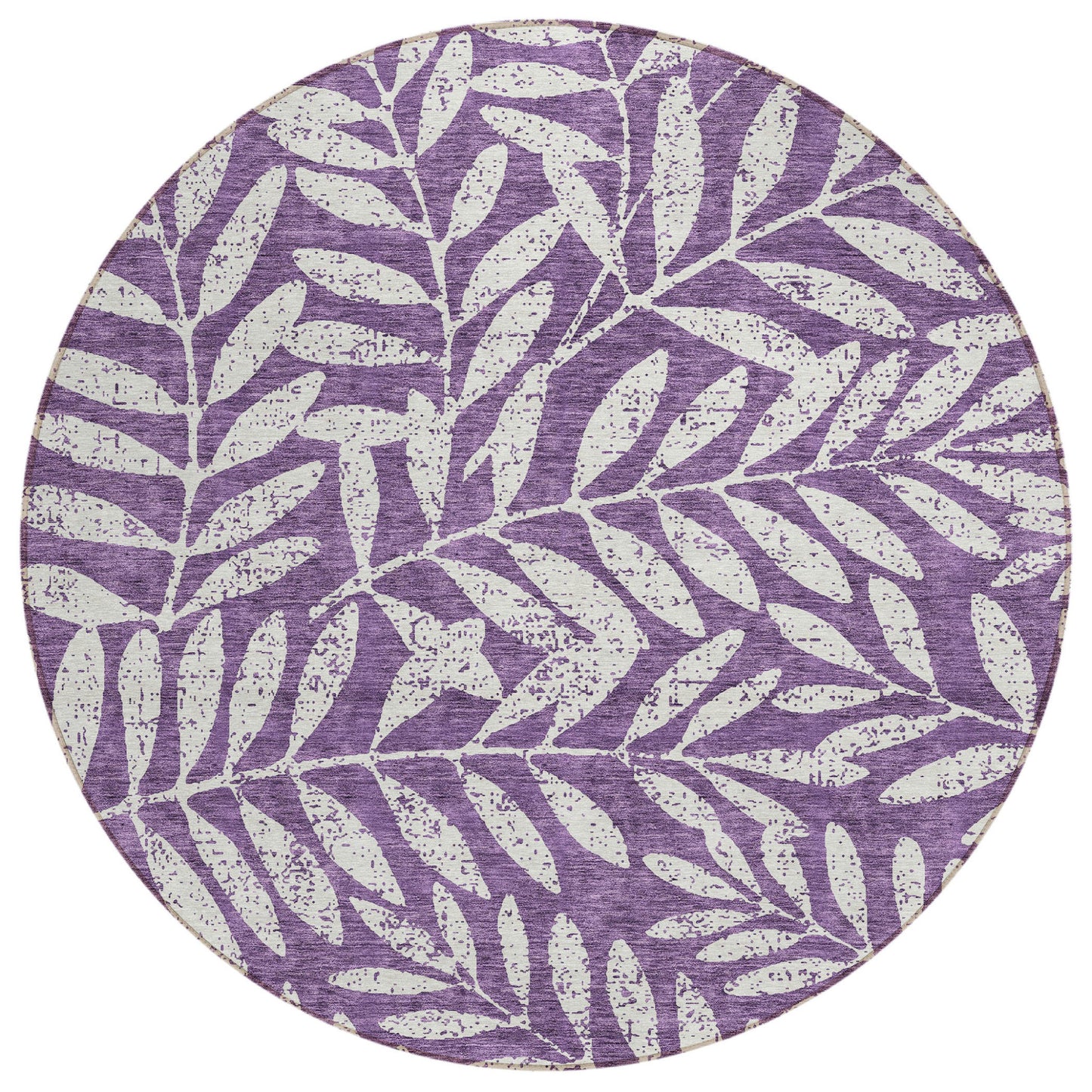 Tabselect Home Line 8' Purple And Ivory Round Floral Washable Indoor Outdoor Area Rug