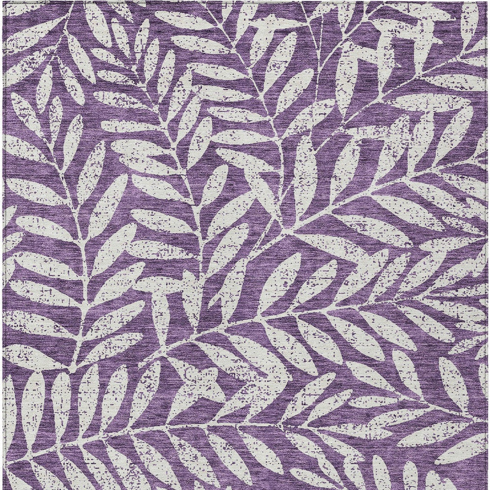 Tabselect Home Line 8' X 10' Purple And Ivory Floral Washable Indoor Outdoor Area Rug