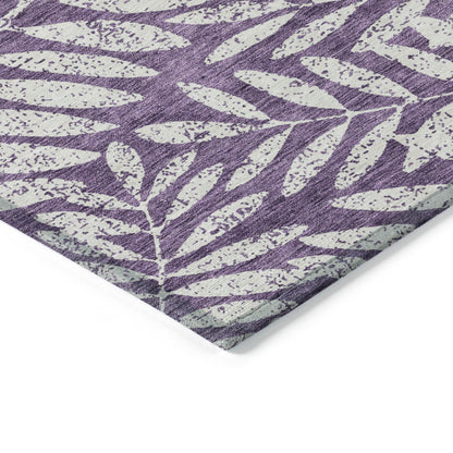 Tabselect Home Line 8' X 10' Purple And Ivory Floral Washable Indoor Outdoor Area Rug