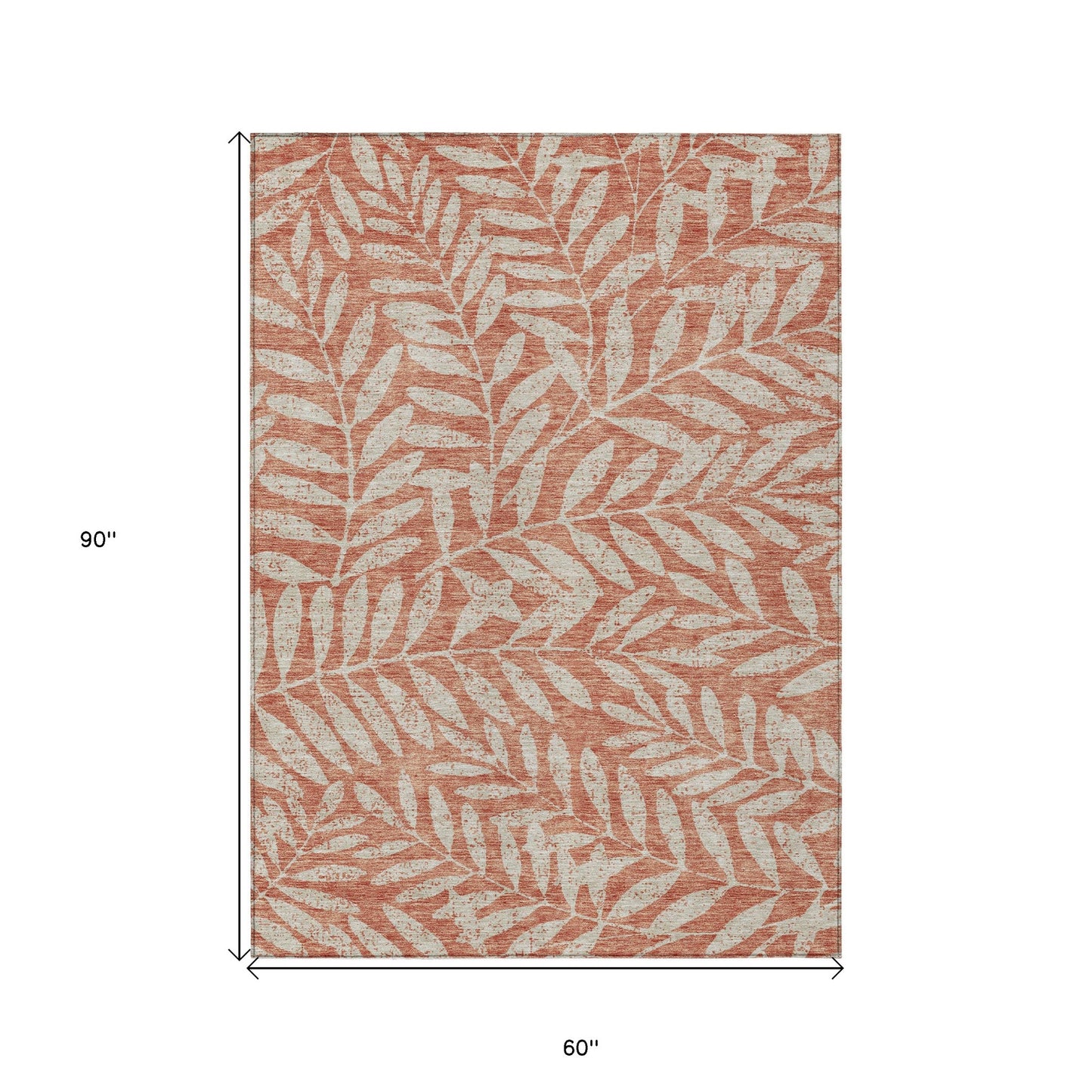 Tabselect Home Line 5' X 8' Salmon And Gray Floral Washable Indoor Outdoor Area Rug