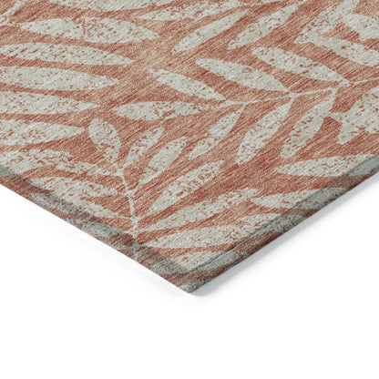 Tabselect Home Line 5' X 8' Salmon And Gray Floral Washable Indoor Outdoor Area Rug