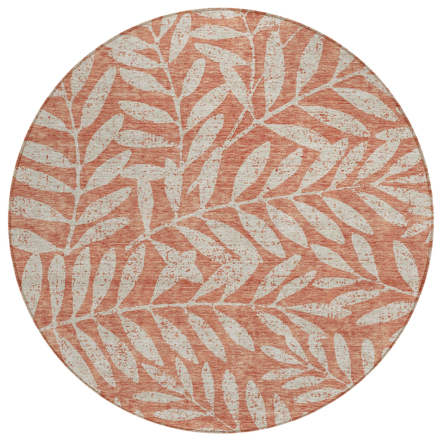 Tabselect Home Line 8' Salmon And Gray Round Floral Washable Indoor Outdoor Area Rug