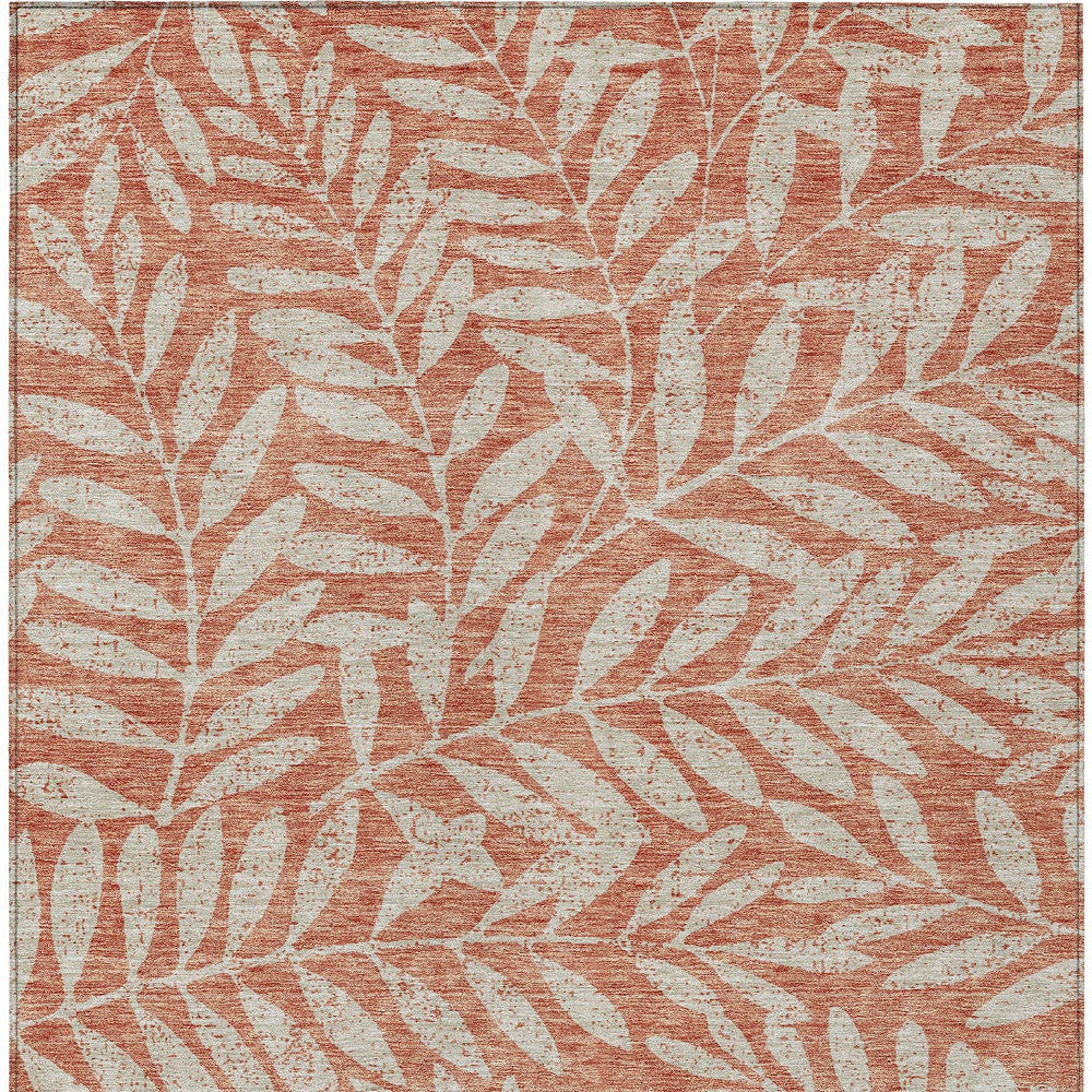 Tabselect Home Line 8' X 10' Salmon And Gray Floral Washable Indoor Outdoor Area Rug