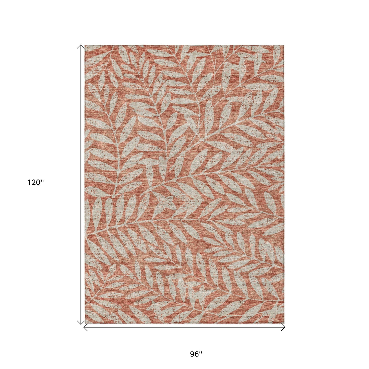 Tabselect Home Line 8' X 10' Salmon And Gray Floral Washable Indoor Outdoor Area Rug