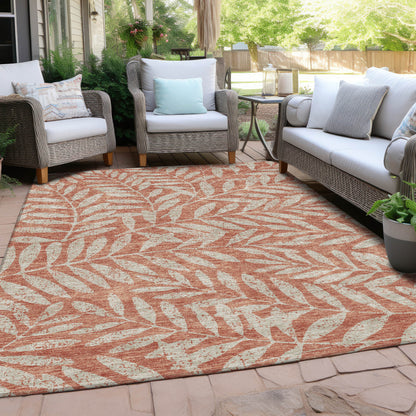 Tabselect Home Line 8' X 10' Salmon And Gray Floral Washable Indoor Outdoor Area Rug