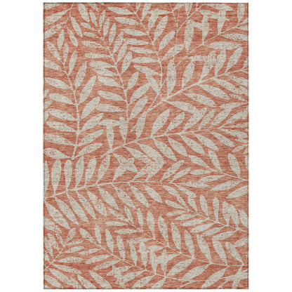 Tabselect Home Line 8' X 10' Salmon And Gray Floral Washable Indoor Outdoor Area Rug