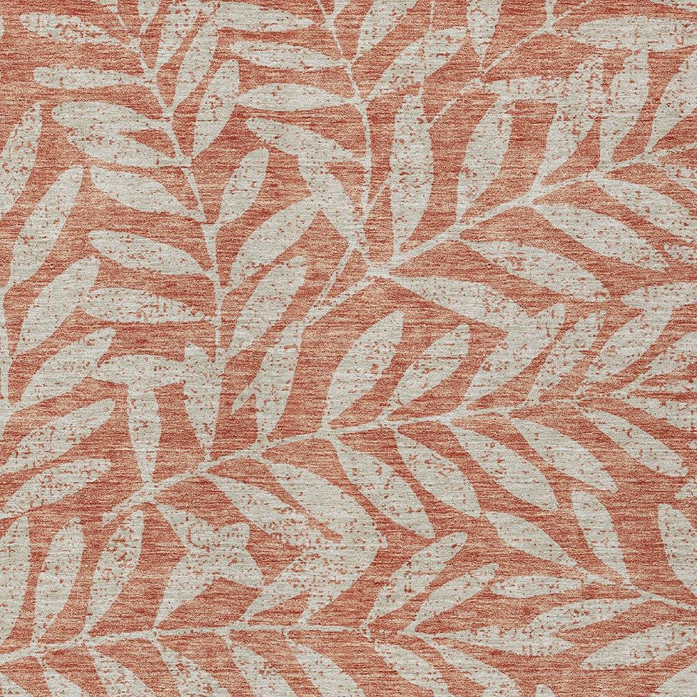 Tabselect Home Line 8' X 10' Salmon And Gray Floral Washable Indoor Outdoor Area Rug