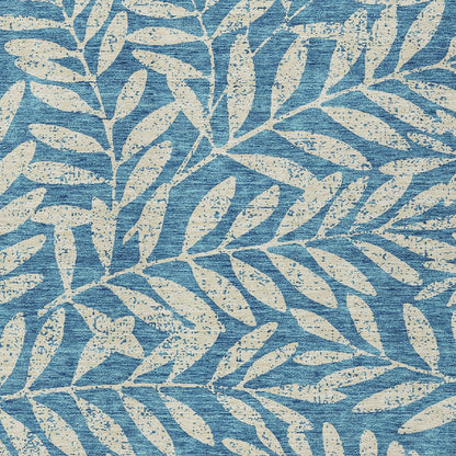 Tabselect Home Line 5' X 8' Teal Blue And Ivory Floral Washable Indoor Outdoor Area Rug