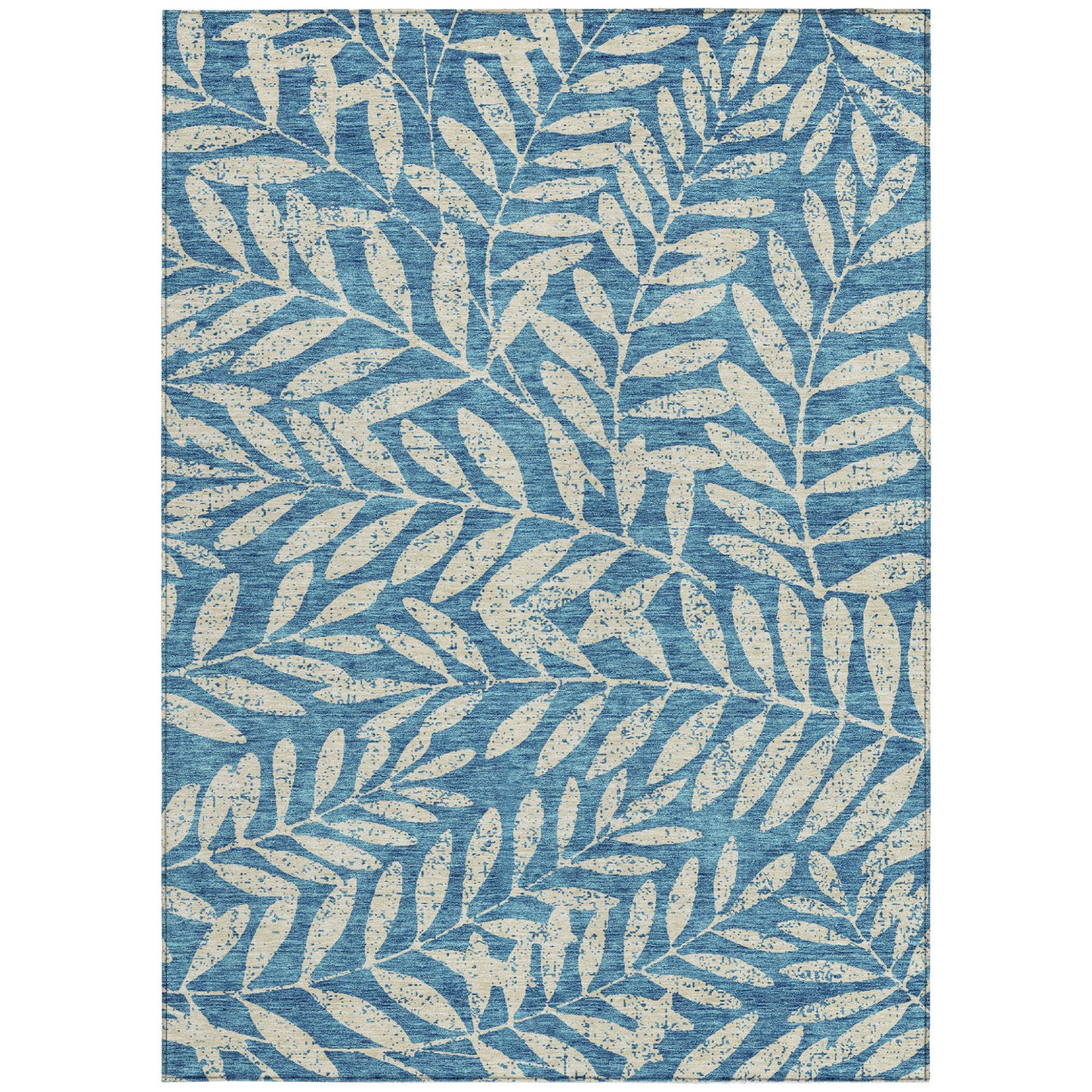 Tabselect Home Line 8' X 10' Teal Blue And Ivory Floral Washable Indoor Outdoor Area Rug
