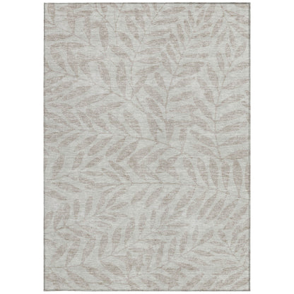 Tabselect Home Line 5' X 8' Taupe And Beige Floral Washable Indoor Outdoor Area Rug