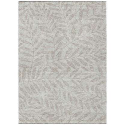Tabselect Home Line 5' X 8' Taupe And Beige Floral Washable Indoor Outdoor Area Rug