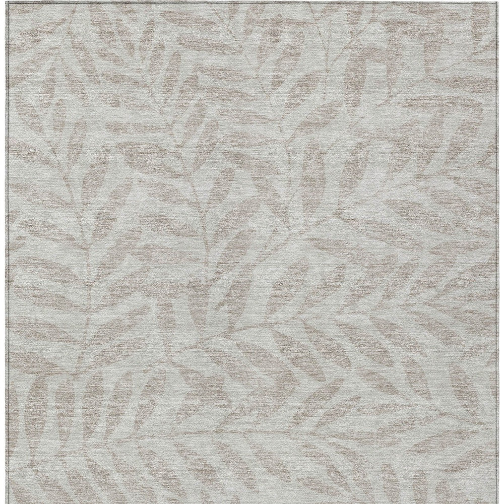 Tabselect Home Line 5' X 8' Taupe And Beige Floral Washable Indoor Outdoor Area Rug