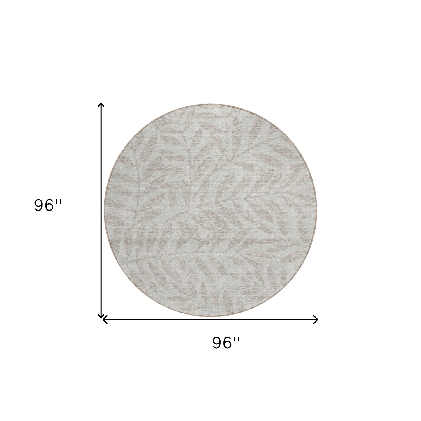 Tabselect Home Line 8' Taupe And Beige Round Floral Washable Indoor Outdoor Area Rug