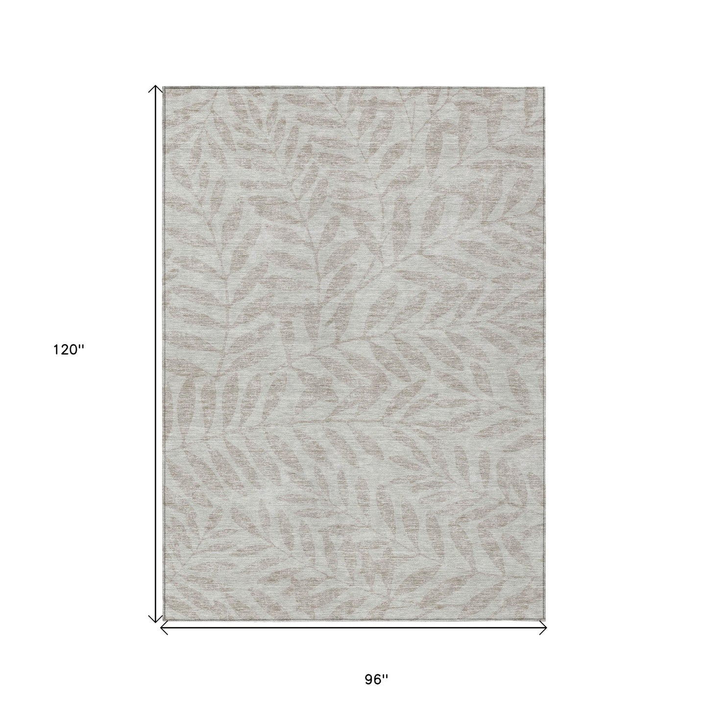 Tabselect Home Line 8' X 10' Taupe And Beige Floral Washable Indoor Outdoor Area Rug