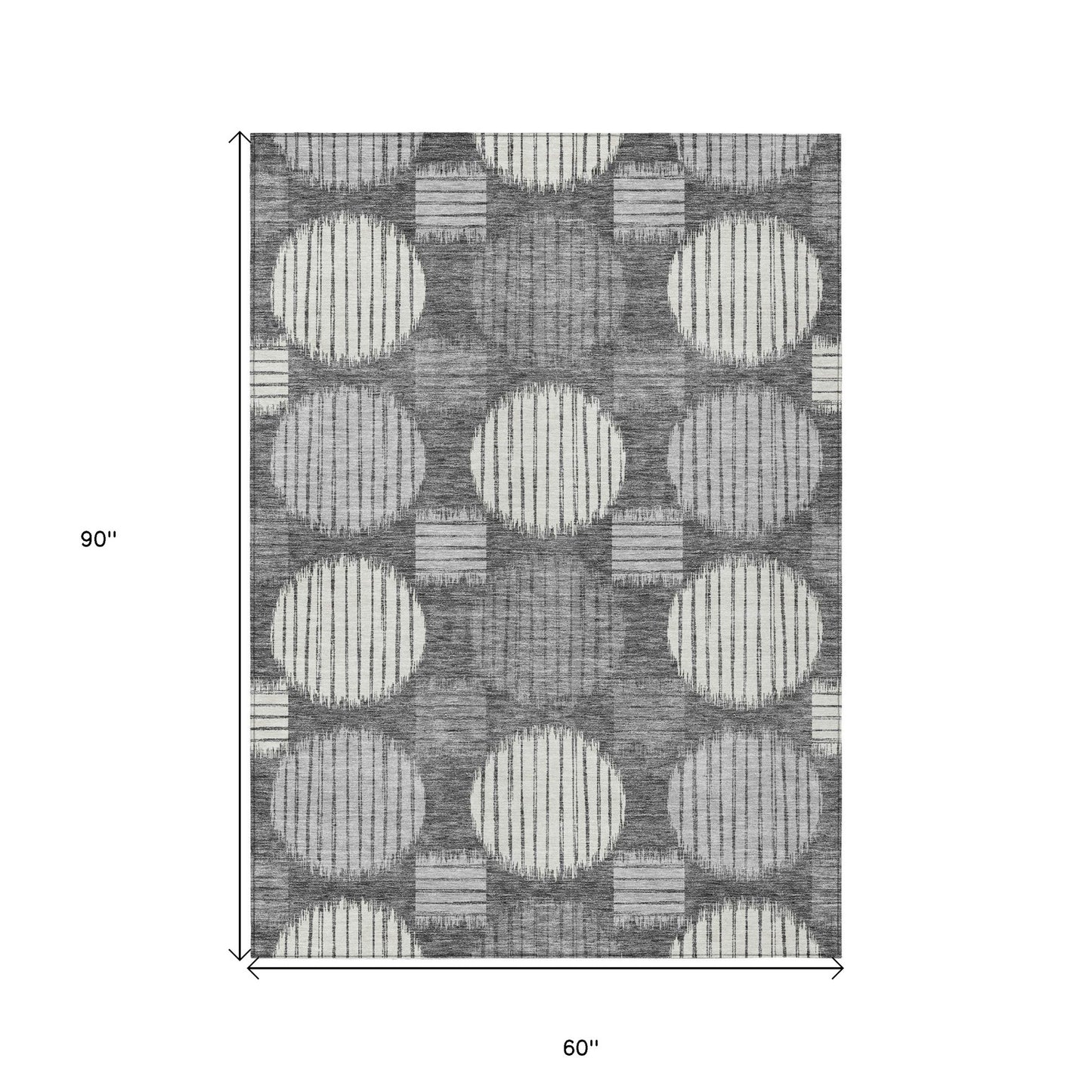 Tabselect Home Line 5' X 8' Charcoal And Ivory Geometric Washable Indoor Outdoor Area Rug