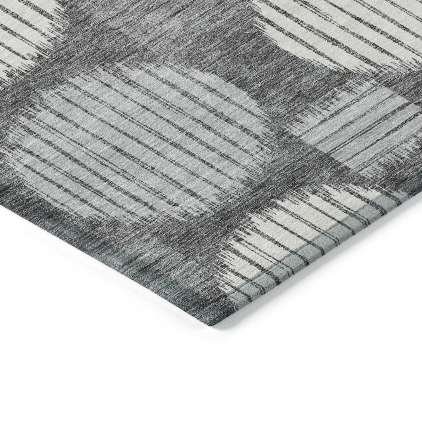 Tabselect Home Line 5' X 8' Charcoal And Ivory Geometric Washable Indoor Outdoor Area Rug