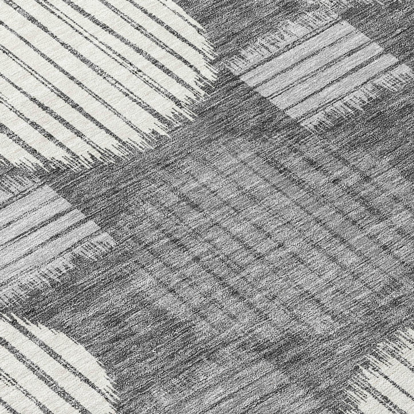 Tabselect Home Line 8' Charcoal And Ivory Round Geometric Washable Indoor Outdoor Area Rug