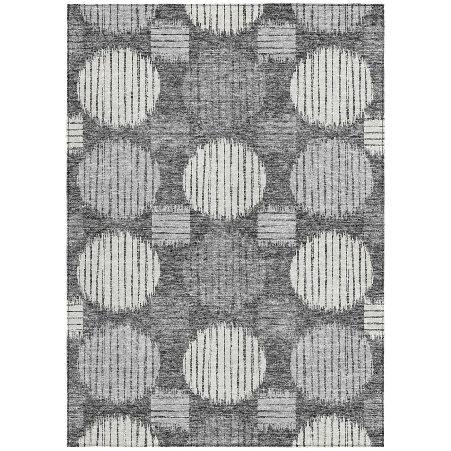 Tabselect Home Line 8' X 10' Charcoal And Ivory Geometric Washable Indoor Outdoor Area Rug