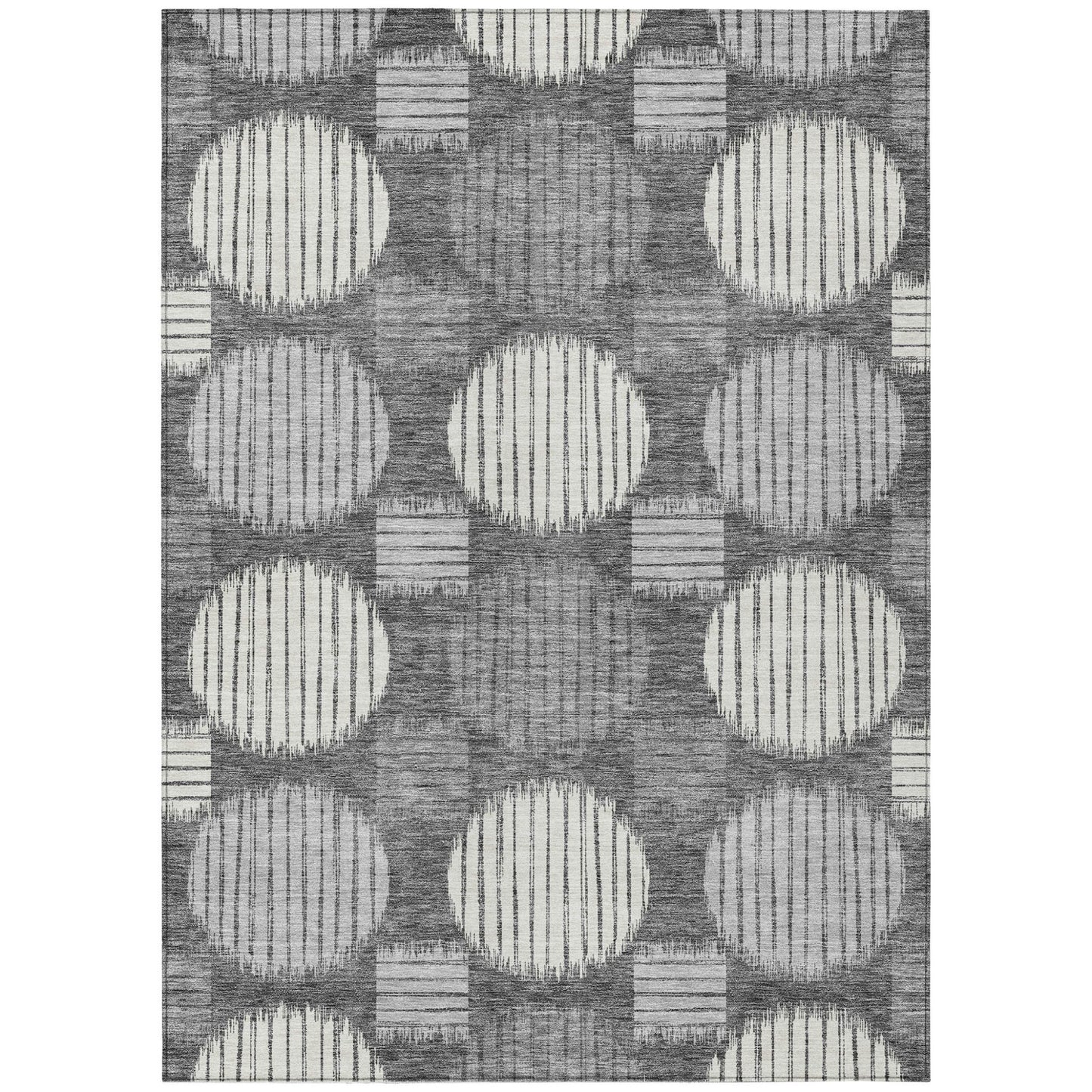 Tabselect Home Line 8' X 10' Charcoal And Ivory Geometric Washable Indoor Outdoor Area Rug