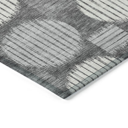 Tabselect Home Line 8' X 10' Charcoal And Ivory Geometric Washable Indoor Outdoor Area Rug
