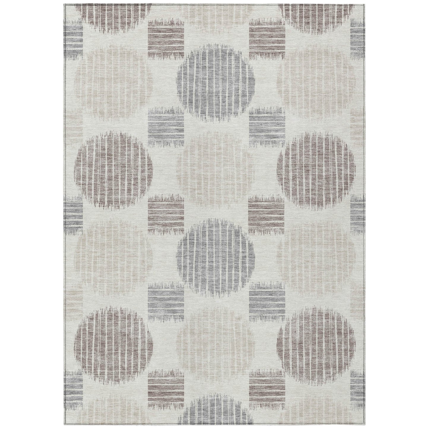 Tabselect Home Line 5' X 8' Ivory Brown And Gray Geometric Washable Indoor Outdoor Area Rug