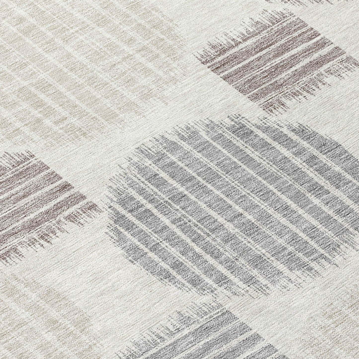 Tabselect Home Line 8' Ivory Brown And Gray Round Geometric Washable Indoor Outdoor Area Rug