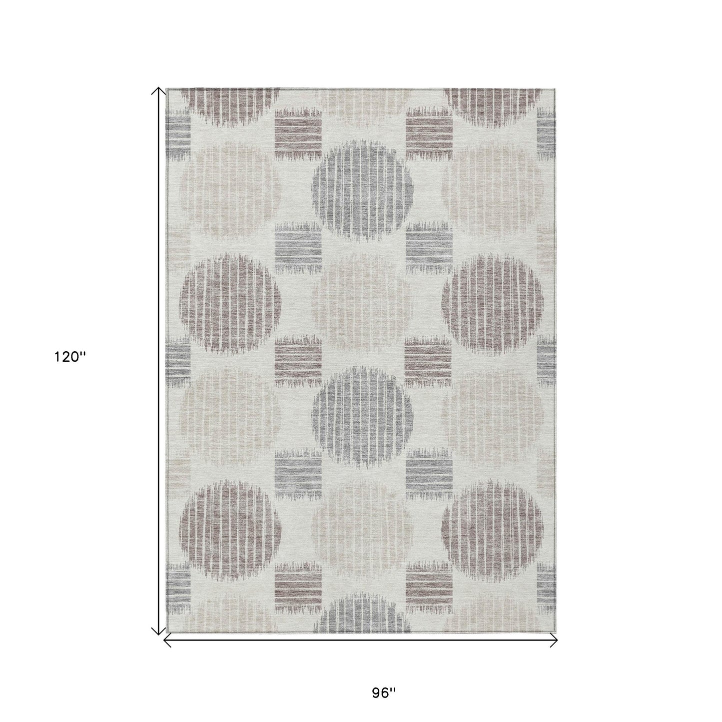 Tabselect Home Line 8' X 10' Ivory Brown And Gray Geometric Washable Indoor Outdoor Area Rug