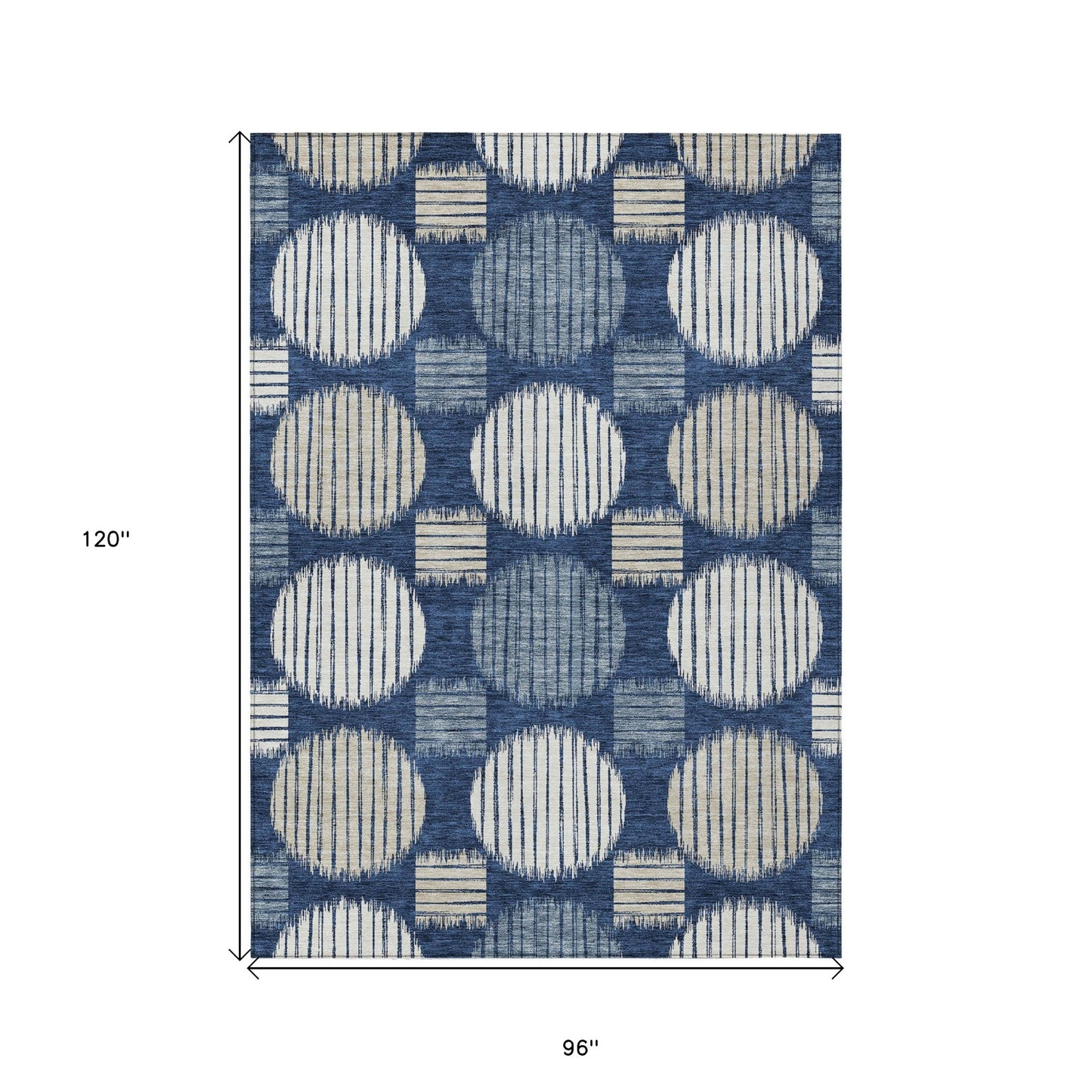 Tabselect Home Line 8' X 10' Navy Blue And Ivory Geometric Washable Indoor Outdoor Area Rug