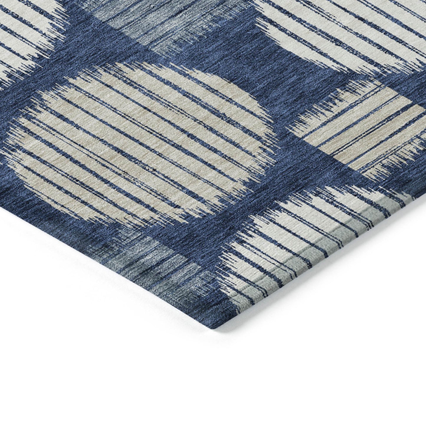 Tabselect Home Line 8' X 10' Navy Blue And Ivory Geometric Washable Indoor Outdoor Area Rug