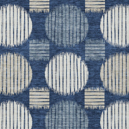 Tabselect Home Line 8' X 10' Navy Blue And Ivory Geometric Washable Indoor Outdoor Area Rug