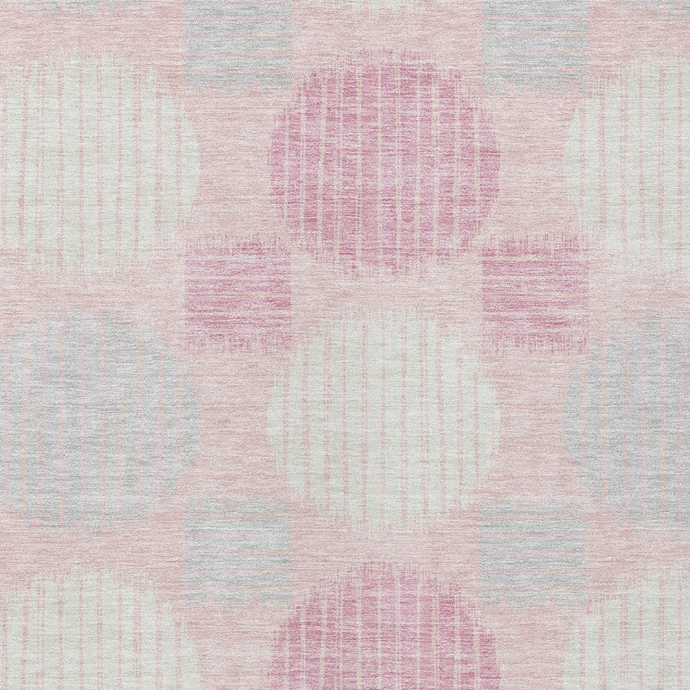 Tabselect Home Line 5' X 8' Pink Gray And Ivory Geometric Washable Indoor Outdoor Area Rug