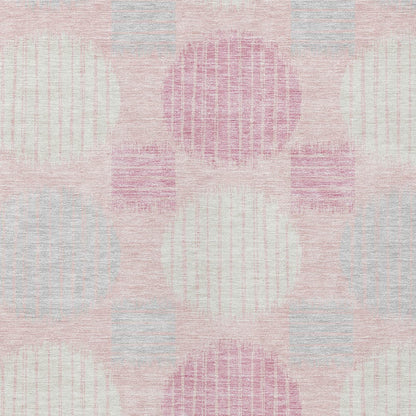 Tabselect Home Line 5' X 8' Pink Gray And Ivory Geometric Washable Indoor Outdoor Area Rug