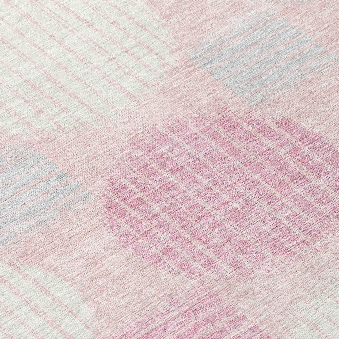 Tabselect Home Line 8' Pink Gray And Ivory Round Geometric Washable Indoor Outdoor Area Rug