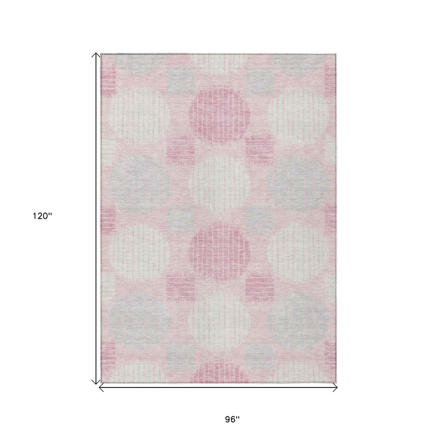 Tabselect Home Line 8' X 10' Pink Gray And Ivory Geometric Washable Indoor Outdoor Area Rug