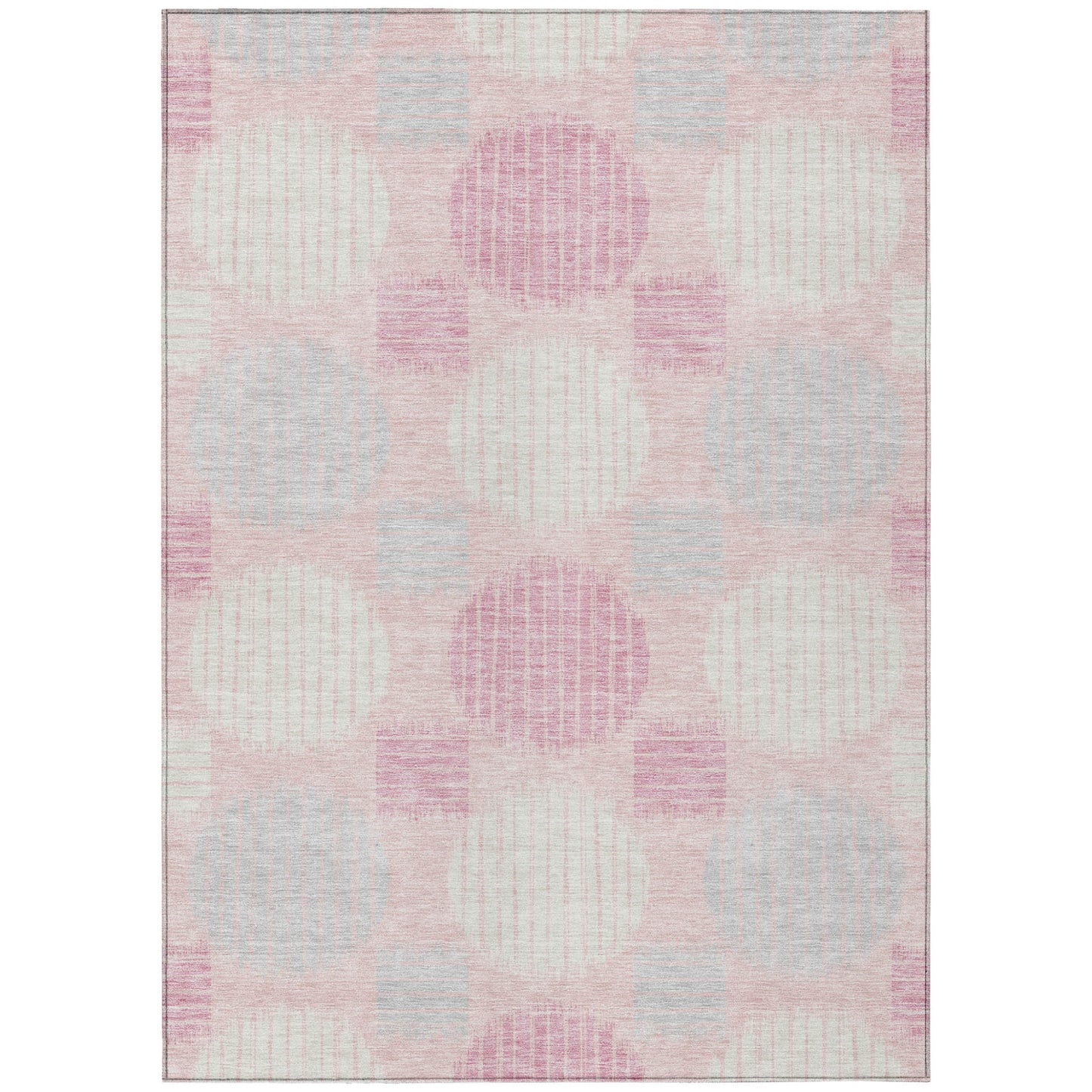Tabselect Home Line 8' X 10' Pink Gray And Ivory Geometric Washable Indoor Outdoor Area Rug