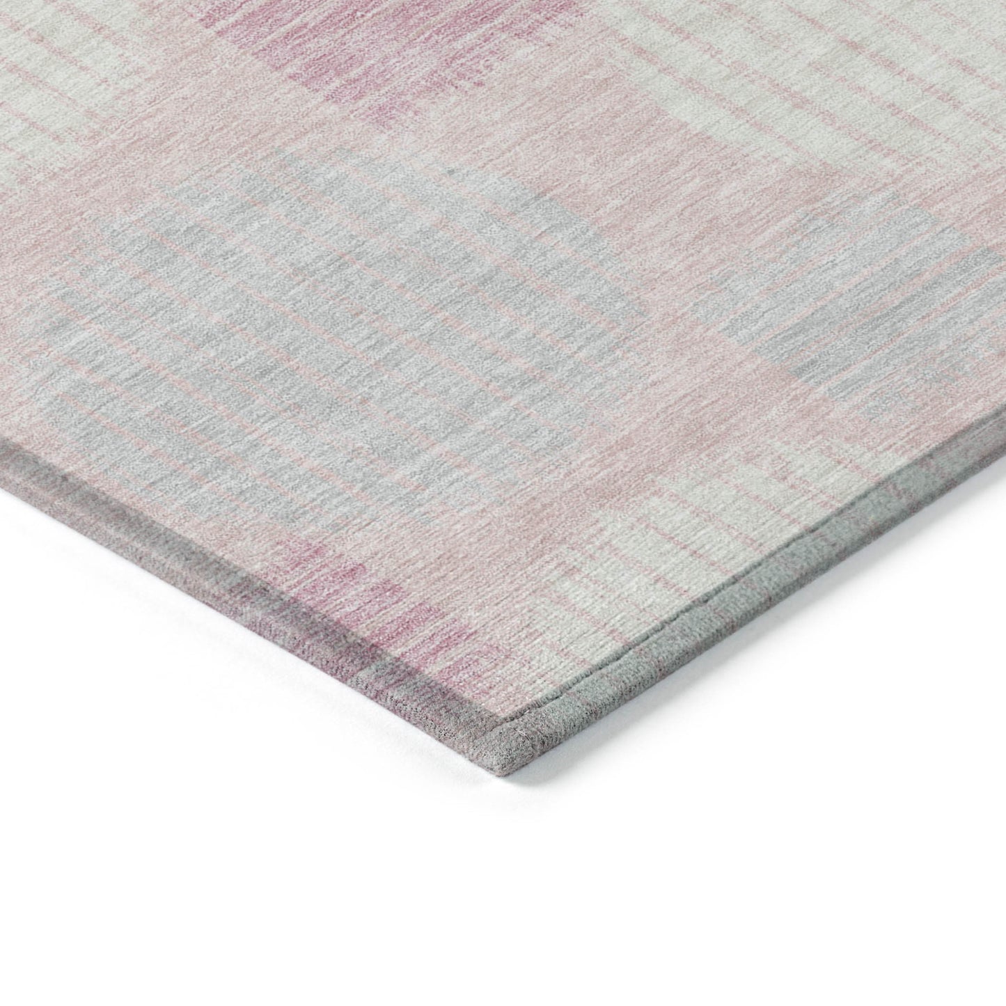 Tabselect Home Line 8' X 10' Pink Gray And Ivory Geometric Washable Indoor Outdoor Area Rug