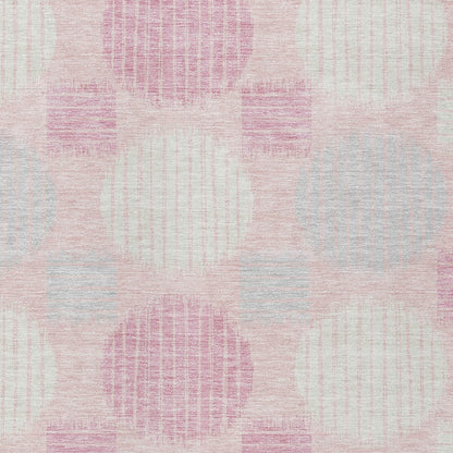 Tabselect Home Line 8' X 10' Pink Gray And Ivory Geometric Washable Indoor Outdoor Area Rug