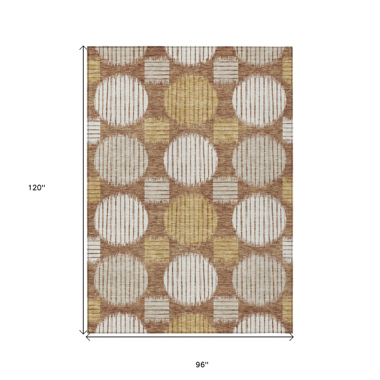 Tabselect Home Line 8' X 10' Brown Beige And Ivory Geometric Washable Indoor Outdoor Area Rug