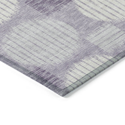 Tabselect Home Line 5' X 8' Purple And Ivory Geometric Washable Indoor Outdoor Area Rug